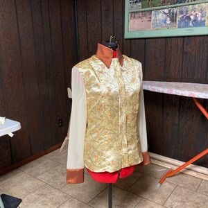 Gold and Cream Paisley Blouse with copper Accents